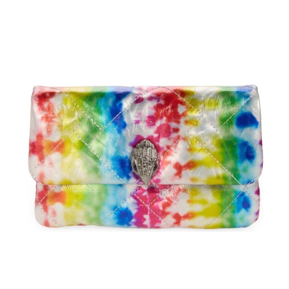 Kurt Geiger London Tie Dye Rainbow Convertible Clutch Bag NWT Chain Strap